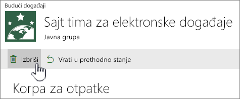 SharePoint Online Dugme "Izbriši stavku" u usluzi SharePoint Online