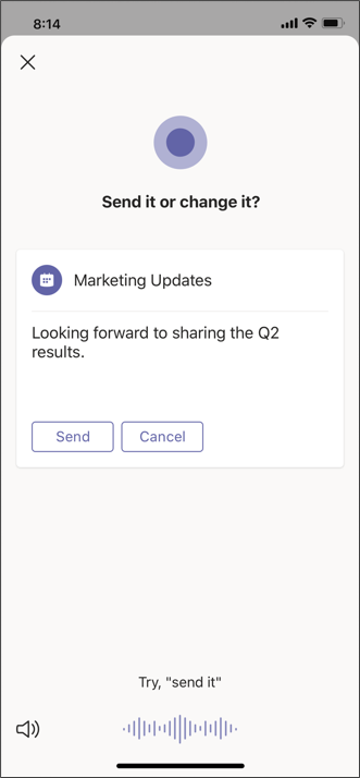 Cortana mobile send message screen