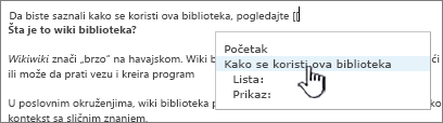 Umetanje veze na wiki sajt