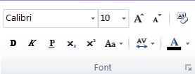 Text box fonts group in Publisher 2010