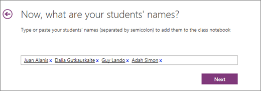 Otkucajte imena studenata i kliknite na dugme dalje.