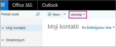 Slika izgleda stranice „Osobe“ u programu Outlook na vebu