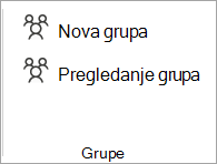 Na traci izaberite stavku Pregledaj Grupe