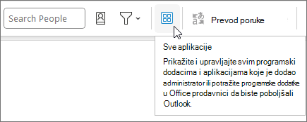 Ikona "Sve aplikacije" na skupljenom rasporedu trake u programu Outlook u operativnom sistemu Windows.