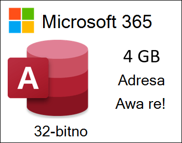 Microsoft 365 za Access logotip pored teksta sa natipom 4 GB adresa je svesna