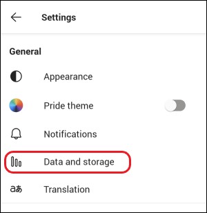 Teams-mobile-data i storage setting