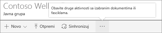 SharePoint Meni "Biblioteka dokumenata" u programu Onine