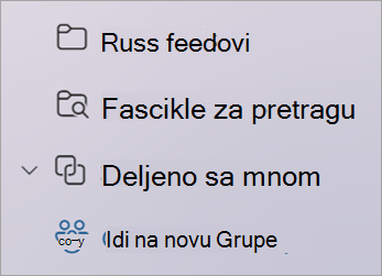 Na listi fascikli izaberite stavku Idi na novu Grupe ili Idi na Grupe