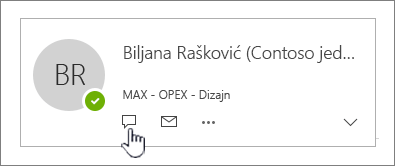 Contact card with IM icon highlighted