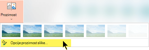 Opcije prozirnosti slika vam omogućavaju da odaberete prilagođeni nivo neprozirnosti slike