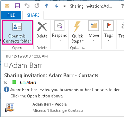 Received share contacts invitation inside your organization