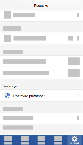 Snimak ekrana dugmeta "Postavke privatnosti"