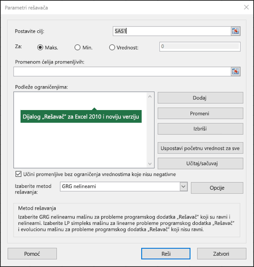 Image of the Excel 2010+ Solver dialog