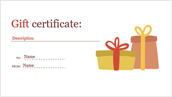 Slika prilagodljivog predloška prazničnog poklon-certifikata.