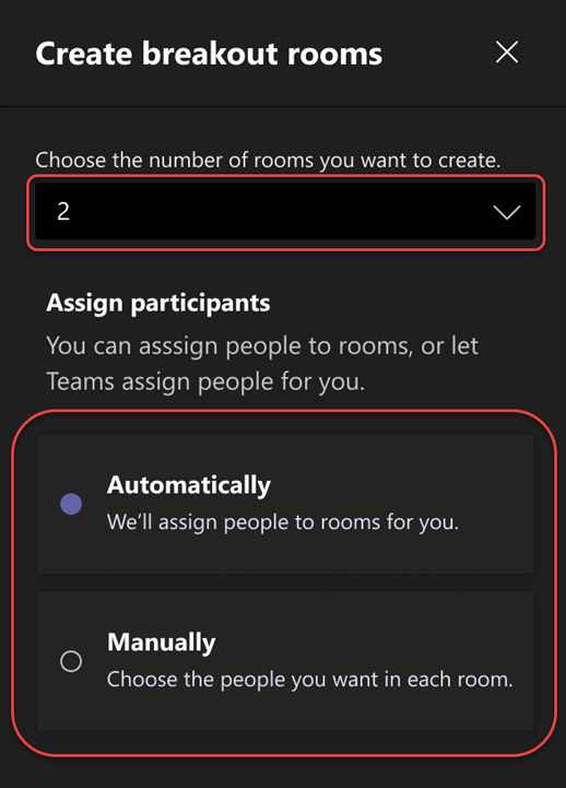 Slika koja prikazuje kako da kreirate sobe za pojedinačne sastanke.