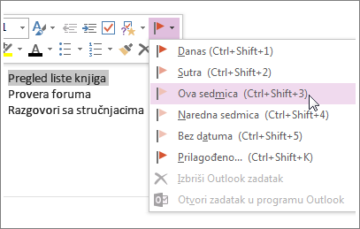 Možete kreirati zadatak koji možete pratiti u programu Outlook.