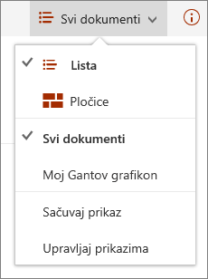 Meni "Prikazi" u aplikaciji Microsoft Edge