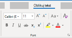 Outlook za Windows "Oblikovanje fonta teksta"