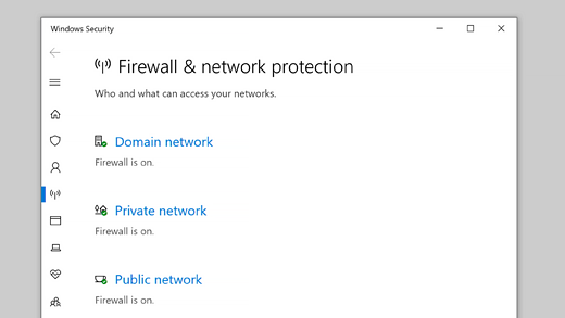 Zaštitni & zaštitnog zida u programu Windows bezbednost