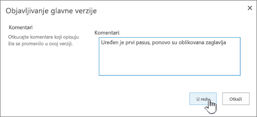 Popunite komentar i kliknite na dugme U redu