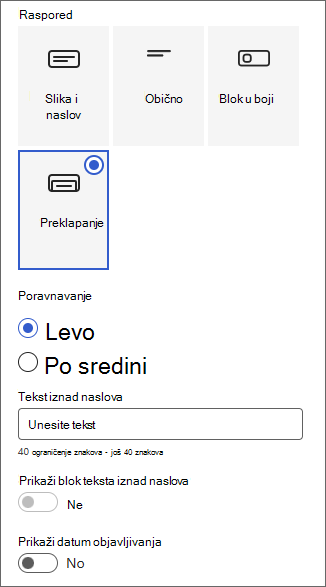 Snimak ekrana okna za prilagođavanje oblasti naslova.