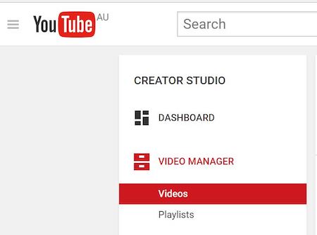 Image of YouTube Video Manager with Video category highlighted