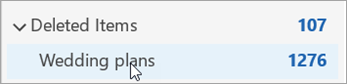 Razvijte stavku "Izbrisane stavke" da biste videli izbrisane fascikle