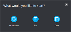 Go to More on the Present menu to add a whiteboard, poll, or Q&A manager window
