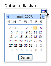 pop-up calendar
