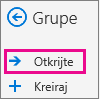 Dugme "Otkrijte" u oknu za navigaciju u programu Outlook na vebu
