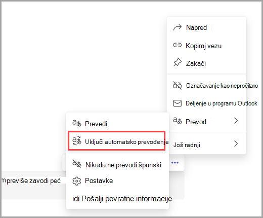 Izaberite više opcija da biste uključili automatske prevode