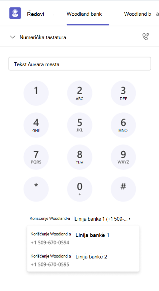 Screenshot showing dialpad with outbound call options