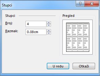 Snimak ekrana alatki za okvire za tekst „Još kolona“ u programu Publisher.