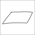 Prikazuje paralelogram nacrtan perom.