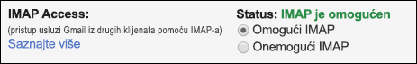 Omogućite IMAP u usluzi Gmail.