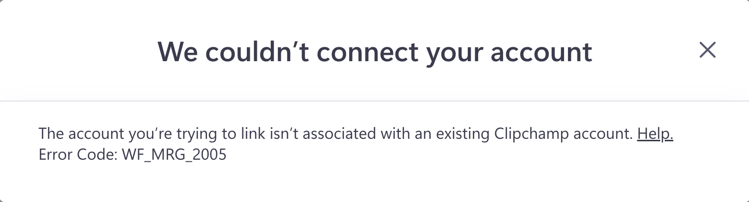 Slika dugmeta "Nije moguće povezati nalog".