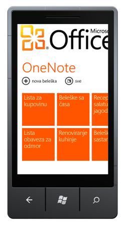 Čvorište OneNote Mobile 2010