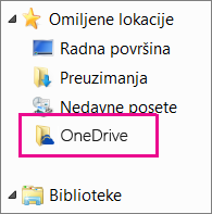 Fascikla „OneDrive“ u programu Windows Explorer