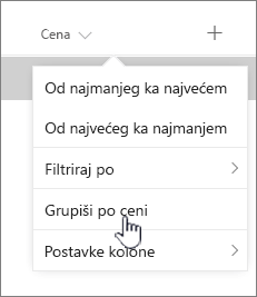 Groupby option on column header menu