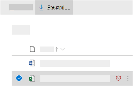Snimak ekrana preuzimanja blokirane datoteke u programu OneDrive for Business