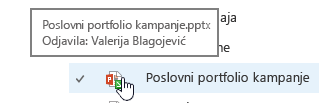 Iskačući nagore kada se pojavi Ikona "miš preko dokumenta"