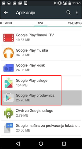 Brisanje keša Google Play prodavnice