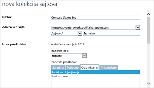 Novi dijalog kolekcije lokacija sa istaknutim portal portala