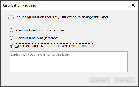 Image of justification required dialog box.