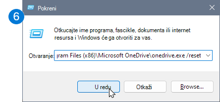 Ikona koja prikazuje dijalog "Pokreni" sa komandama za uspostavljanje početnih vrednosti