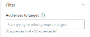 Image of the edit pane with the text box in which to set target audiences