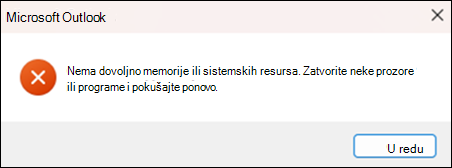 Greška u memoriji programa Outlook