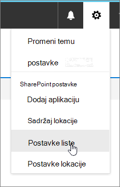 Settings menu with List settings highlighted