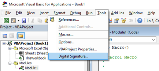 Snimak ekrana izbora digitalnog potpisa