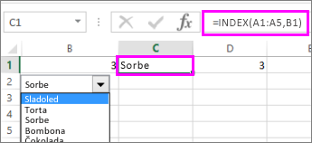 Enter formula to show item from linked cell